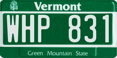 VT license plate WHP831