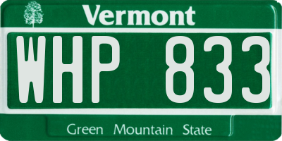 VT license plate WHP833