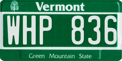 VT license plate WHP836