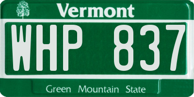 VT license plate WHP837