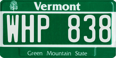 VT license plate WHP838