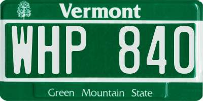 VT license plate WHP840