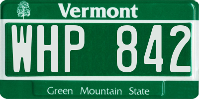 VT license plate WHP842