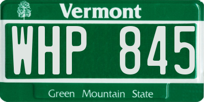 VT license plate WHP845