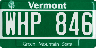 VT license plate WHP846