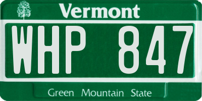 VT license plate WHP847