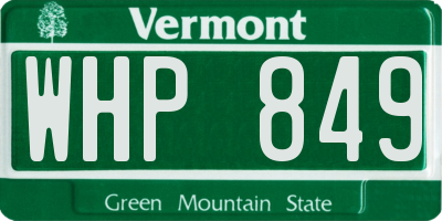 VT license plate WHP849