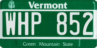 VT license plate WHP852