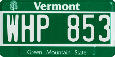 VT license plate WHP853