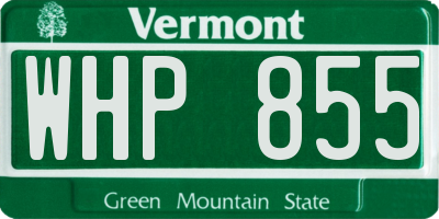 VT license plate WHP855