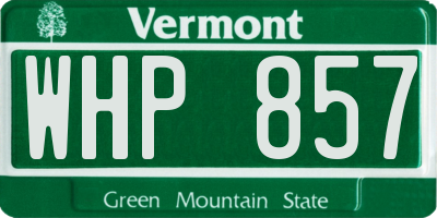 VT license plate WHP857