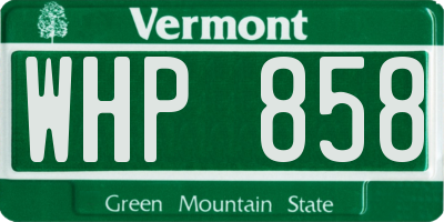 VT license plate WHP858
