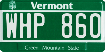 VT license plate WHP860