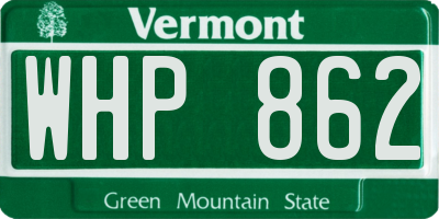VT license plate WHP862