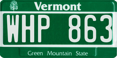 VT license plate WHP863