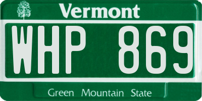VT license plate WHP869