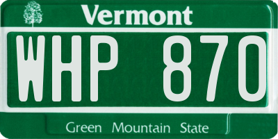 VT license plate WHP870