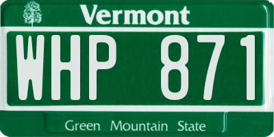 VT license plate WHP871