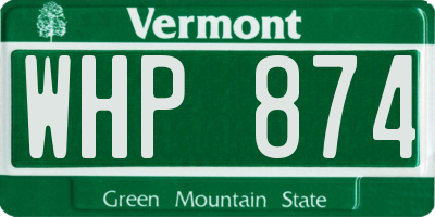 VT license plate WHP874