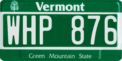VT license plate WHP876