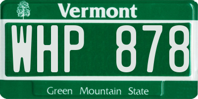 VT license plate WHP878