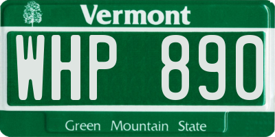 VT license plate WHP890
