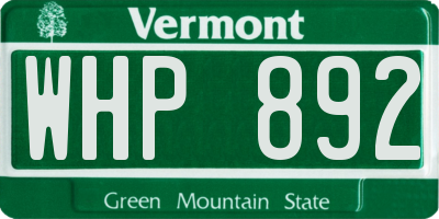 VT license plate WHP892