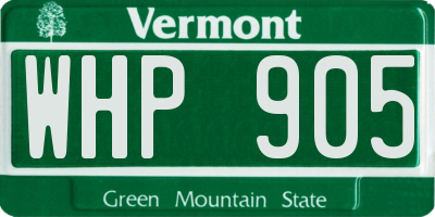 VT license plate WHP905