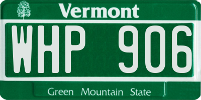 VT license plate WHP906