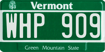 VT license plate WHP909