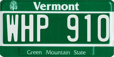 VT license plate WHP910