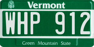 VT license plate WHP912