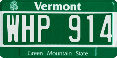 VT license plate WHP914