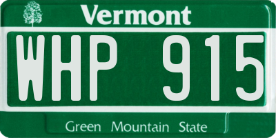 VT license plate WHP915