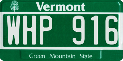 VT license plate WHP916