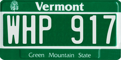 VT license plate WHP917