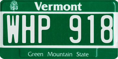 VT license plate WHP918