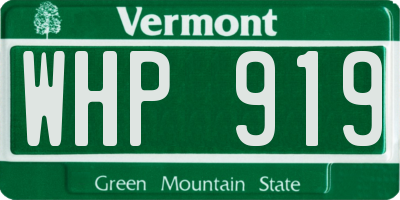 VT license plate WHP919