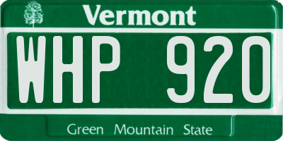 VT license plate WHP920