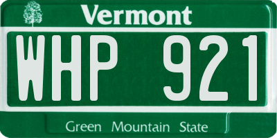 VT license plate WHP921