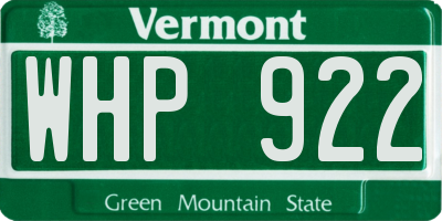 VT license plate WHP922
