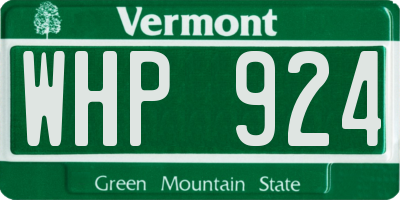 VT license plate WHP924