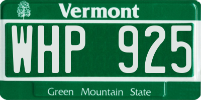 VT license plate WHP925