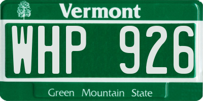 VT license plate WHP926