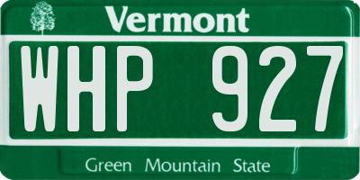 VT license plate WHP927