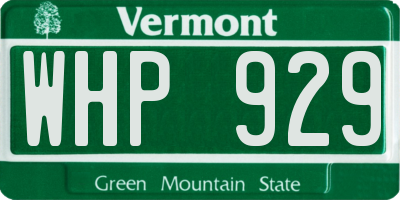 VT license plate WHP929