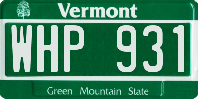 VT license plate WHP931