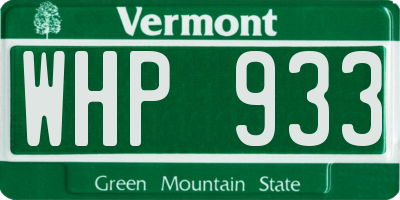VT license plate WHP933
