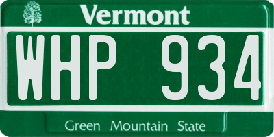 VT license plate WHP934