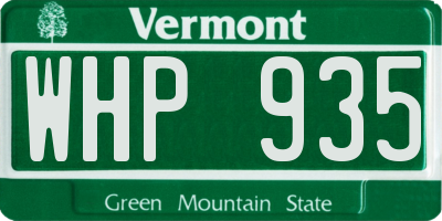 VT license plate WHP935